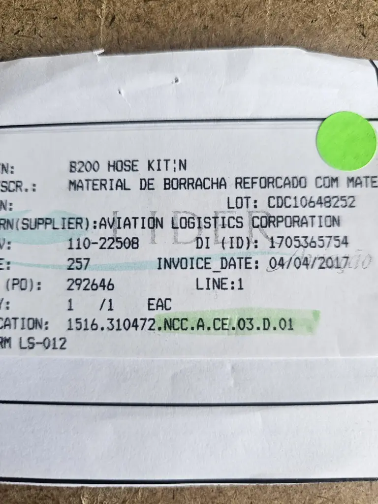 B200 HOSE KIT KIT B200 5-YEAR HOSE EFF BB-738 & AFTER