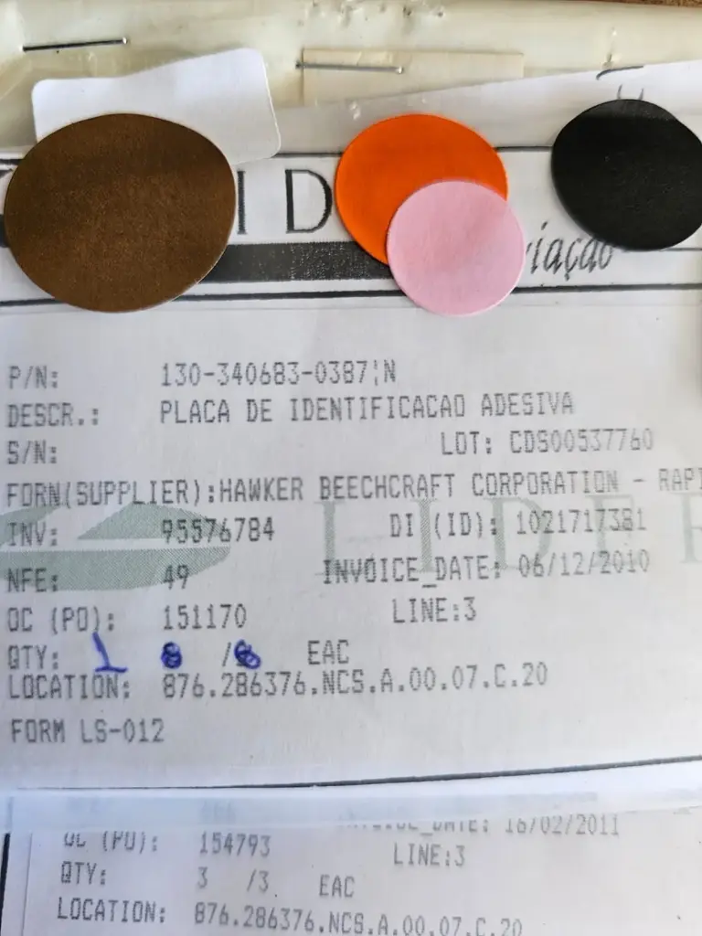 130-340683-0387 PLACARD - SFDS CALIBRATION SWITCH - MHS CAL